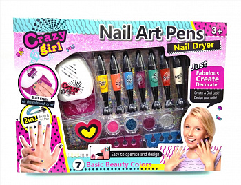 Детский маникюрный набор с сушкой Crazy Girl Nail Art Pens