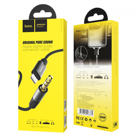 Аудио-кабель HOCO UPA13 Lightning - Jack 3.5, 1 м, черный