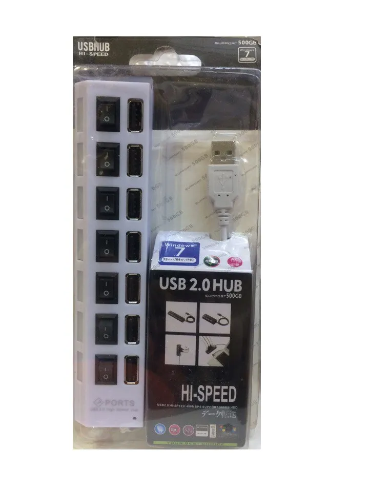 Семи портовый USB хаб 2.0 Hi-speed